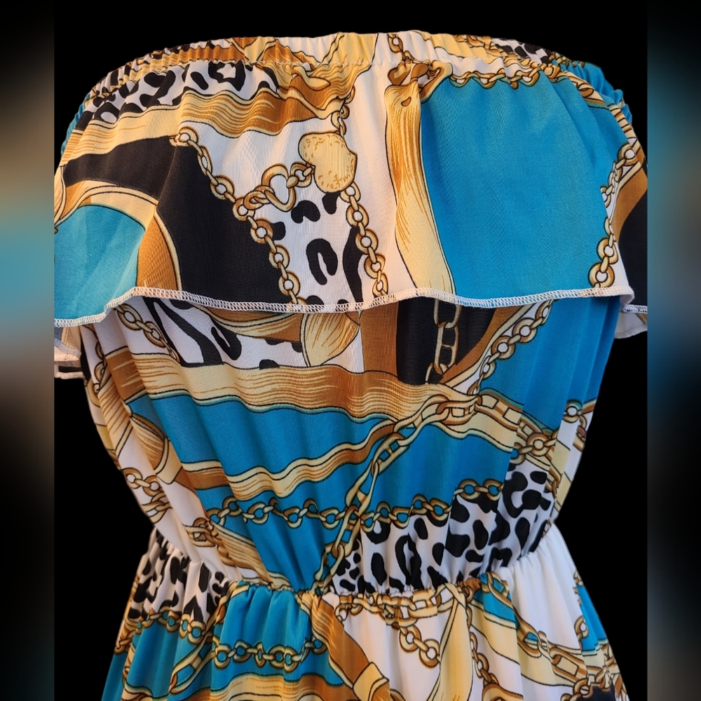 Paradise size L blue/gold dress - Picture 6 of 11